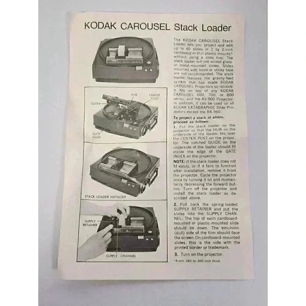 Kodak Carousel Stack Loader Model B40 Slide Tray Vintage‎ in Box w/Instructions